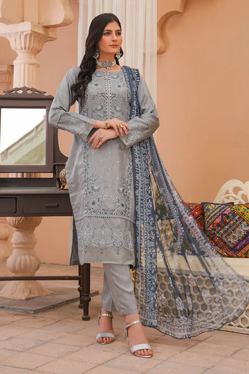 Embroidered Viscose Suit-7040