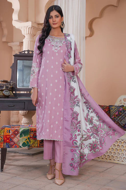 Embroidered Linen Suit-7033