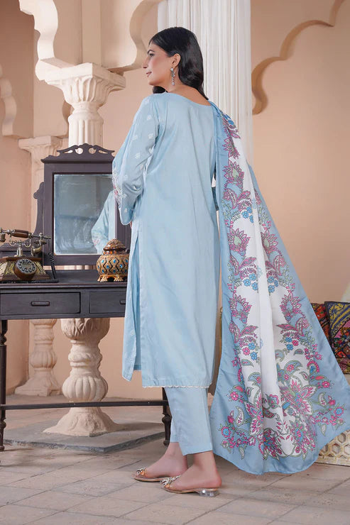 Embroidered Linen Suit-7034