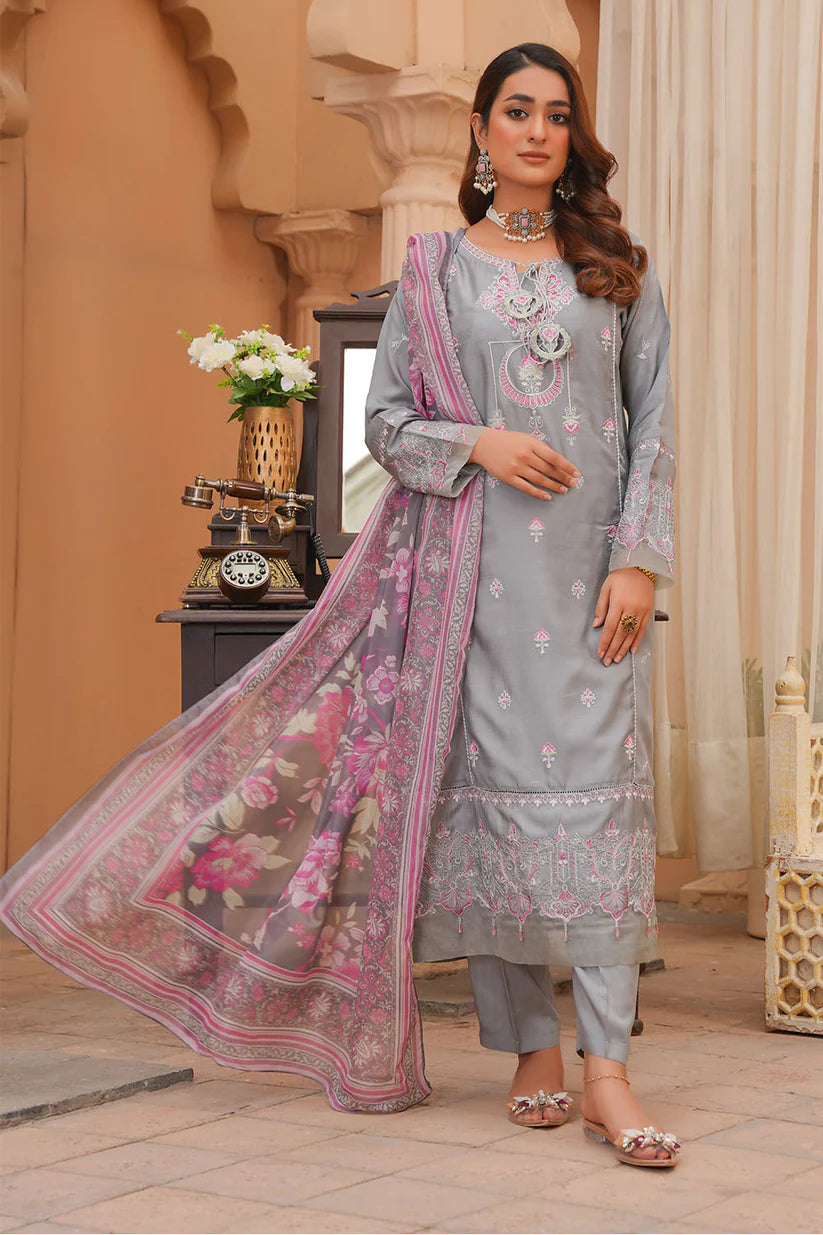 Embroidered Viscose Suit-7039