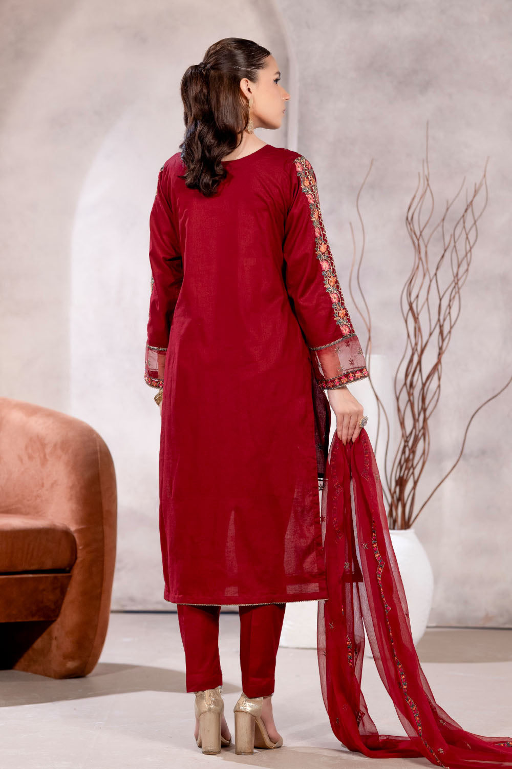 Embroidered Cotton Lawn Suit - 7061