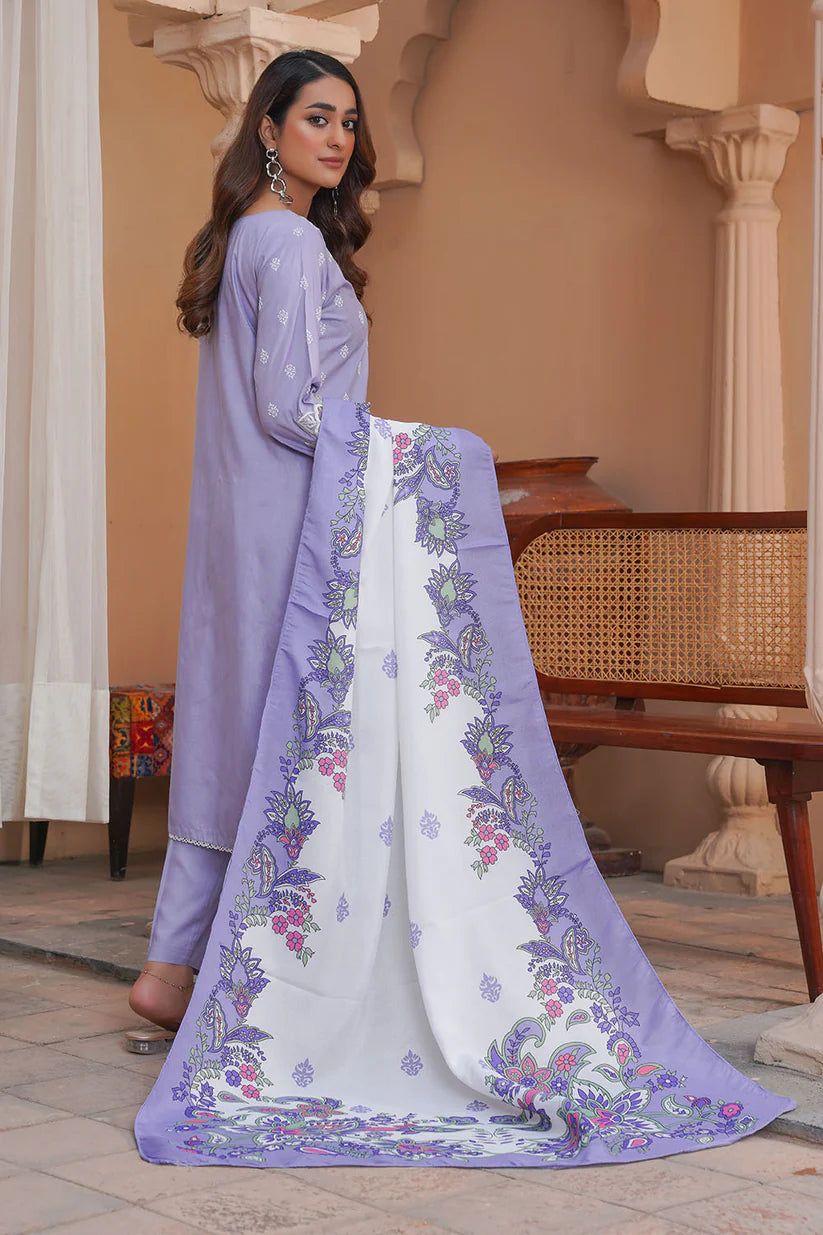 Embroidered Linen Suit-7037