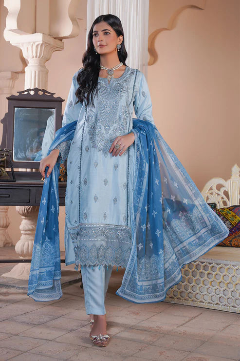 Embroidered Viscose Suit-7038