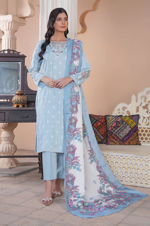 Embroidered Linen Suit-7034