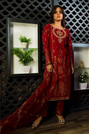 Embroidered Lawn Suit-2713