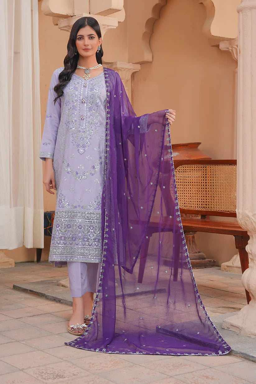 Embroidered Viscose Suit-2729