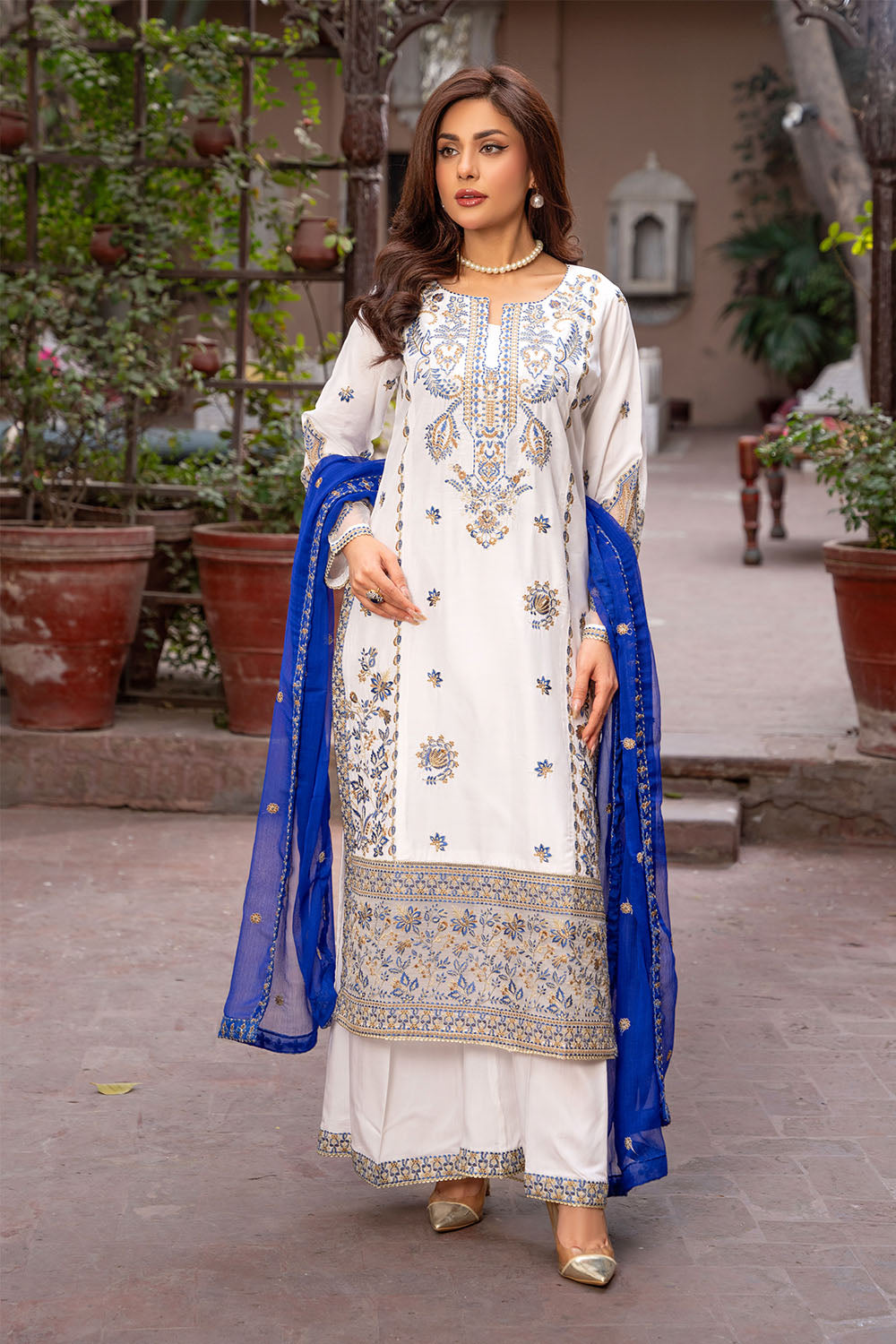 Embroidered Viscose Suit-2730