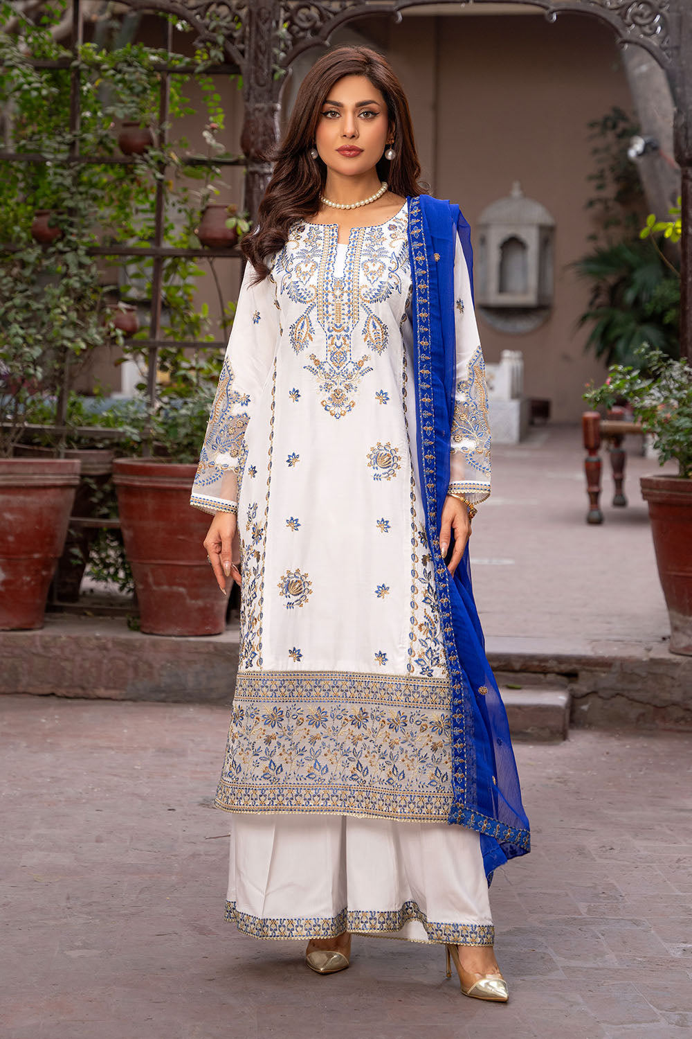 Embroidered Viscose Suit-2730