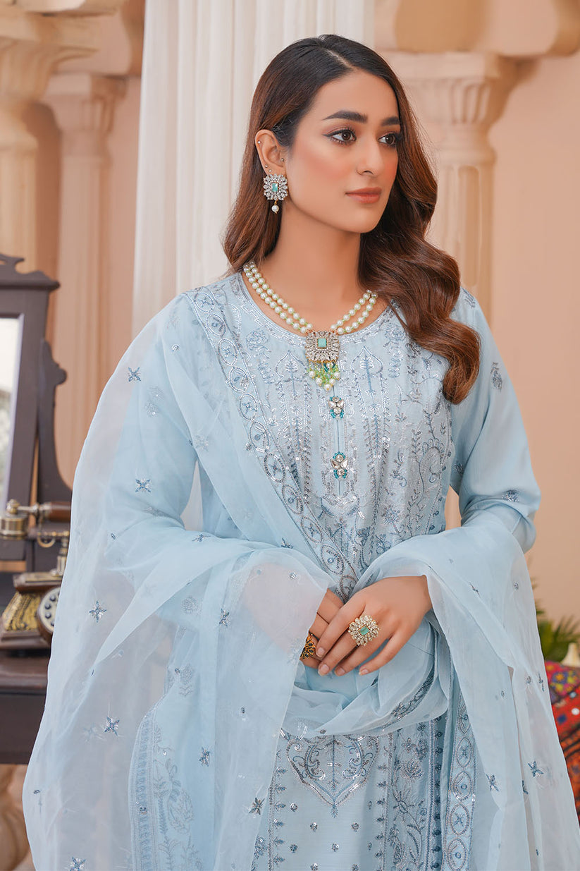 Embroidered Viscose Suit-7046